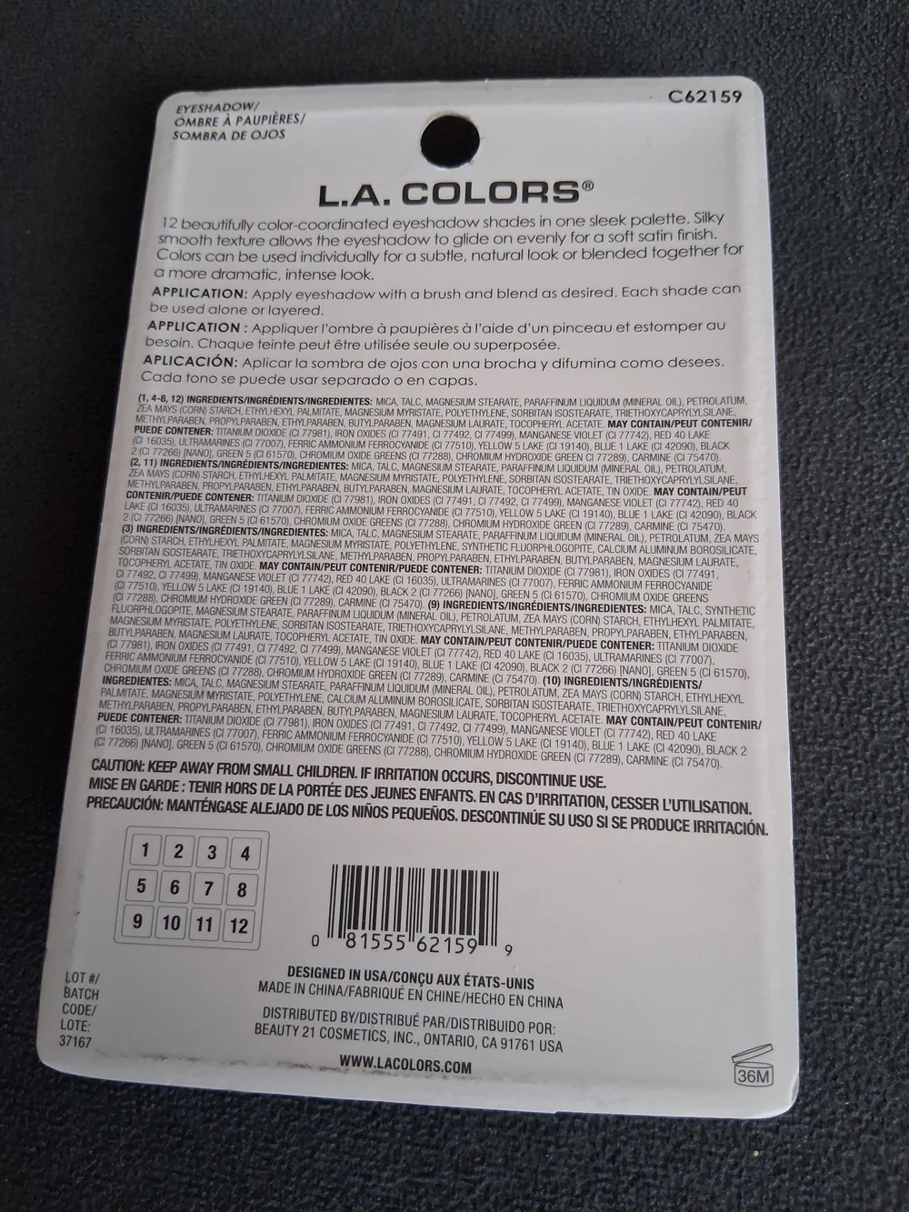 L.A. COLORS 12-Color Eyeshadow Palette - Pink, Mauve & Lavender Shades